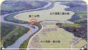写真：上空から見た大久保遊水地
