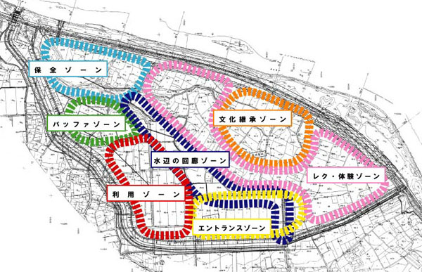 浜尾遊水地利用計画ゾーニング図