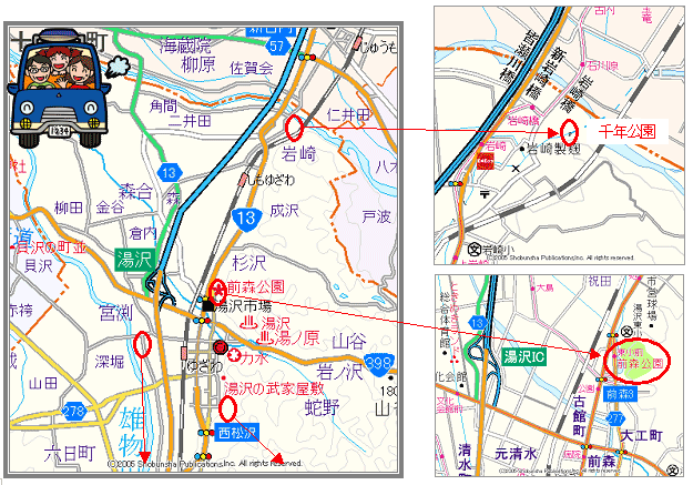 前森公園、千年公園地図