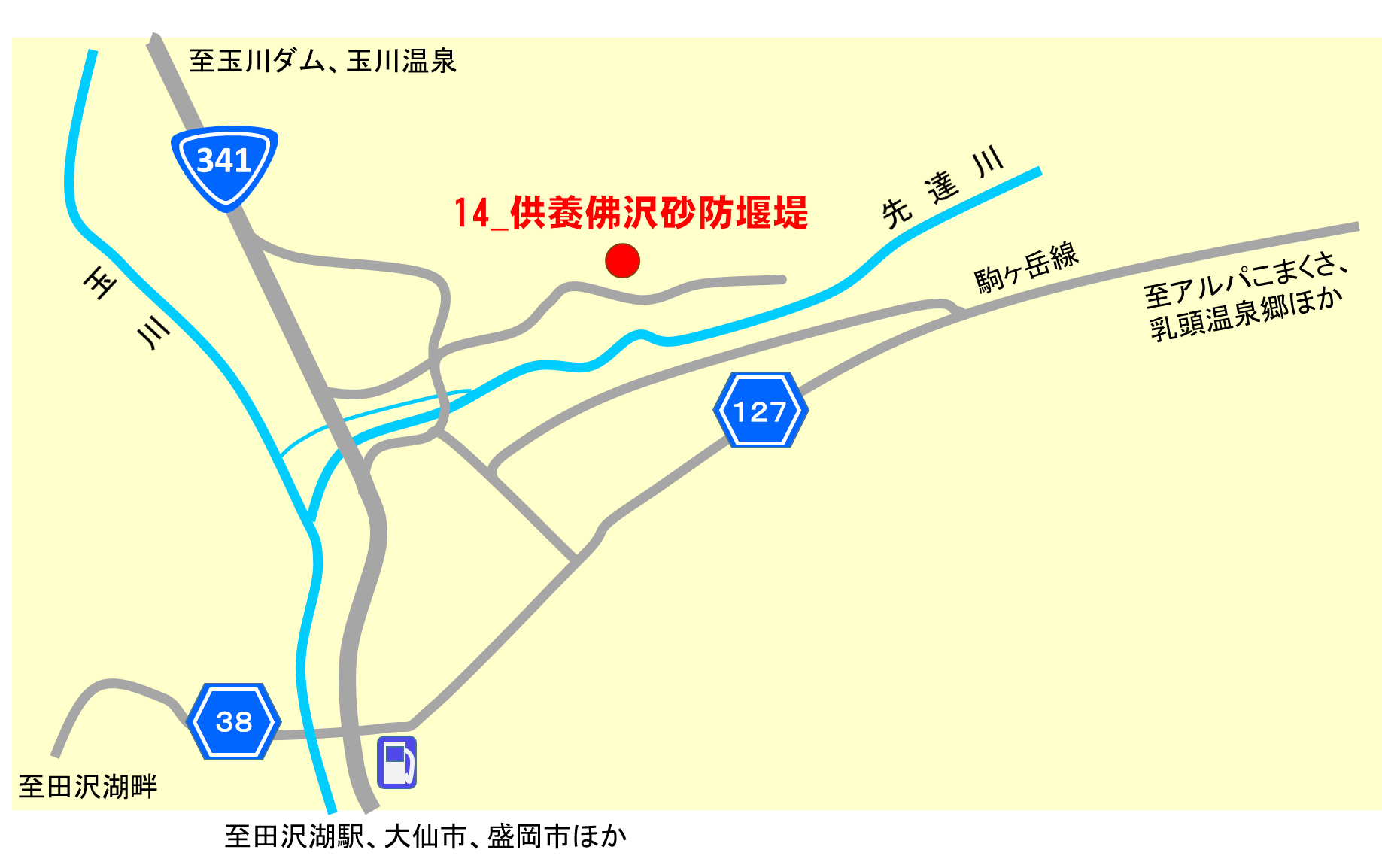 供養佛砂防堰堤位置図