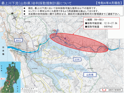 最上川下流（山形県）砂利採取規制計画