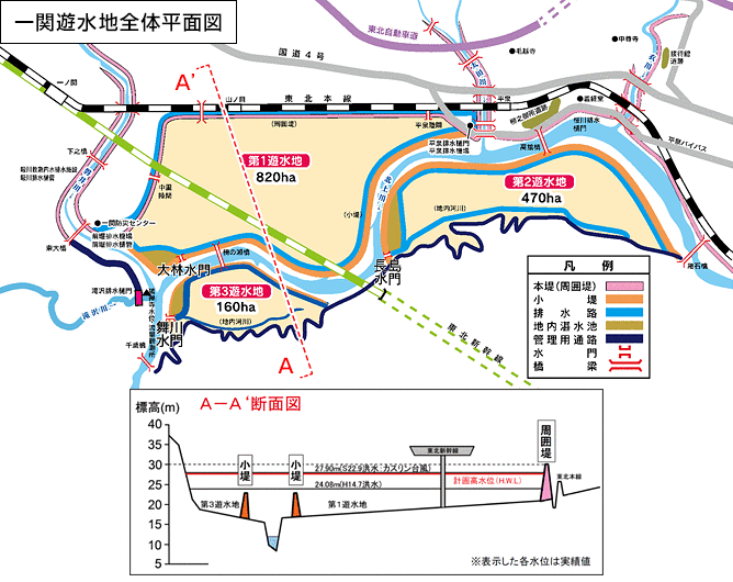 一関遊水地全体平面図