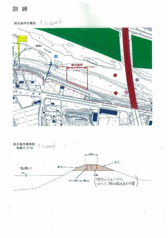 被災箇所位置図及び横断図