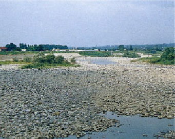 平成6年8月ダム建設前　鶴岡市熊出（朝日地区）付近渇水状況