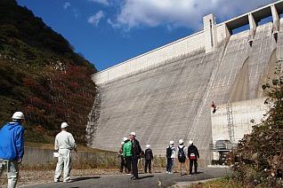 堤体下流面を遠目に見た後に……