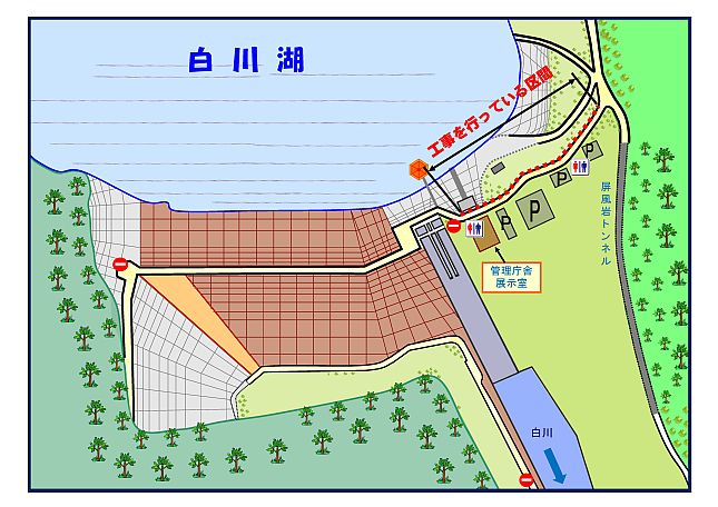 工事を行っている区間の案内図