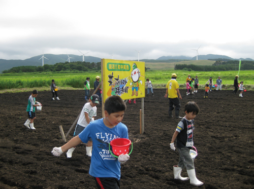 8月福島キッズと菜種まき作業