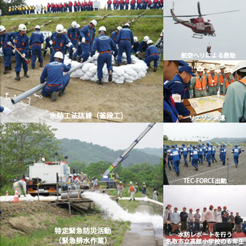 名取川・阿武隈川下流総合水防演習の様子