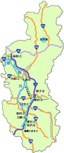 湯沢河川国道事務所管内図です